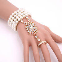 Great Gatsby สร้อยข้อมือมุกแก้วแบบเดียวกันการค้าต่างประเทศ  ขายร้อน rhinestone แหวนชิ้นเดียวเครื่องประดับมือ