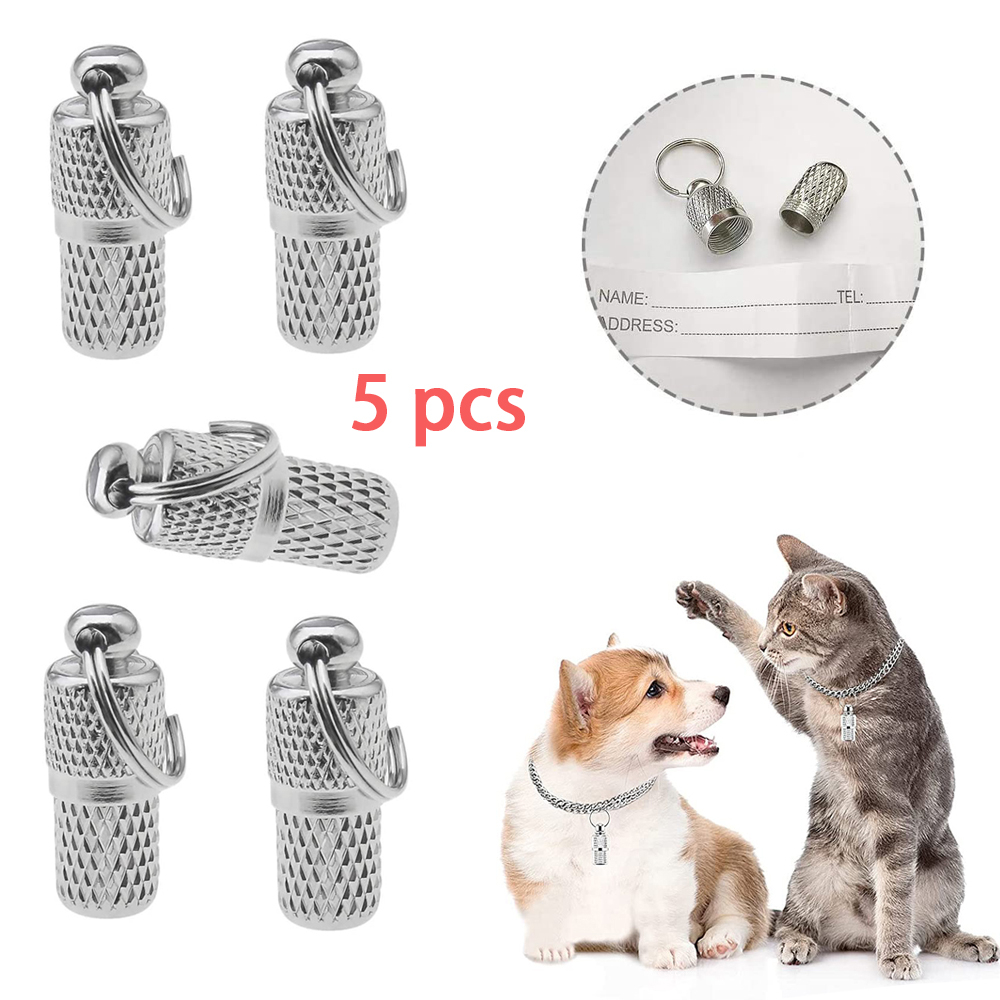 Anti-Lost Pet ID Tag Barrel Pet Dog Cat Puppy ID Address Name Label Tag Barrel Tube Personalized Tag Capsule Pendant for Anti-Lost 