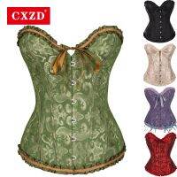 CXZD ชุดรัดตัวลูกไม้ขนาดใหญ่ชุดเดรสชุดรัดตัวสตรี Bustier ลายดอกไม้มีซิปด้านบนผ้าคอตตอนวิคตอเรีย