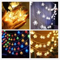 [Popular Accessory]80/40/20Leds Snowflake Star Ball สายไฟ LED นางฟ้า Street Garlands อุปกรณ์ตกแต่งสวนงานแต่งงานกลางแจ้งคริสต์มาสของตกแต่งต้นไม้