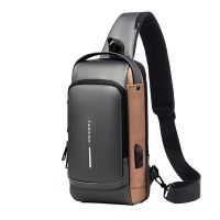 กระเป๋าสะพายไหล่ป้องกันการโจรกรรมกระเป๋าคาดหน้าอกกีฬากันน้ำสำหรับผู้ชายเดินทางกระเป๋าสะพายใหม่ Para Hombre แบบชาร์จได้ USB