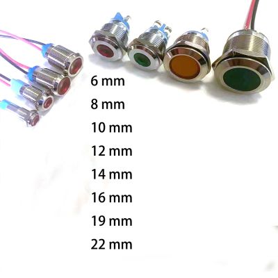 hot！【DT】 6mm 8mm 10mm 12mm 16mm Metal Warning indicator light IP67 Lamp Wires switch 5V 12V 220V