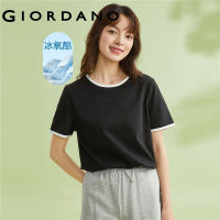 GIORDANO Women T-Shirts High-Tech Cooling Contrast Color Summer Tee Short Sleeve Crewneck Simple Fashion Casual Tshirts 13323312