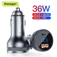 Essager 36W Mini USB Car Charger Quick Charge 3.0 Fast Charging For iPhone Huawei Type C PD 3.0 Mobile Phone Charger