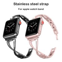 Stainless Steel Diamond Strap For Apple Watch Band 45mm 44mm 42mm 41mm 40mm 38mm Women Metal Bracelet For IWatch 7 6 SE 5 4 3 2