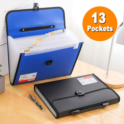 13 Pockets Expanding Wallet Office Document Holder A4 Size Paper Storage Case Portable Expanding File Folder A4 Size Organ Bag Paper Storage Bag