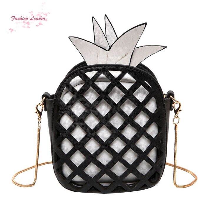 กระเป๋าสะพายไหล่สตรี-ลายสับปะรด-messenger-totes