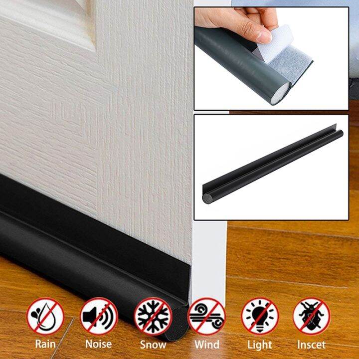Door Draft Stopper – 39" Cuttable Kerf/Channel Seal For Bottom Of Door, PVC Weather Stripping, Black