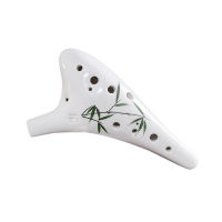 12 Holes Round Head Ceramic Ocarina Alto C Hand Painted Musical Instrument with Lanyard Music Score Protective Bag