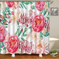 Home decoration bathroom shower curtain beautiful Flowers shower curtain waterproof polyester curtain with hook shower curtain