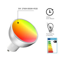 1Pc LED WiFi Smart Lamp GU10 Bulb Bombillas RGBW 5W Dimmable Compatible With Light Apps Alexa &amp; Google Home Remote Control Bulbs