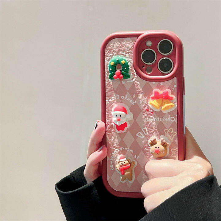 จีบ-christmas-sticker-กรณีโทรศัพท์สำหรับ-iphone14-stereo-gully-case-สำหรับ-iphone12promax-เคสโทรศัพท์สีชมพู-glitter-สำหรับ-iphone13-เคสซิลิโคนสีแดงสำหรับ-iphone11-เคสการ์ตูนคริสต์มาสสำหรับ-iphone14-pl