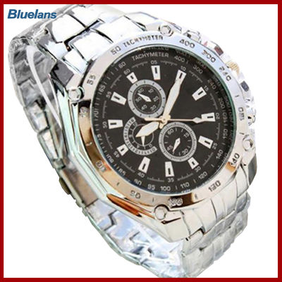 Bluelans®นาฬิกาข้อมือแฟชั่นระบบควอทซ์อนาล็อกสแตนเลสสำหรับผู้ชายของขวัญวันพ่อ