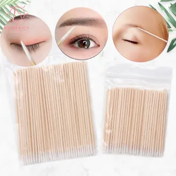 200pcs Eyelash Extension Microbrush Disposable Tattoo Makeup Brushes Cotton  Swabs Stick with Plastic Handle, Blue
