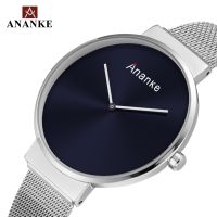 Ananke Mens Watch Ultra-thin Simple Dial Stainless Steel Mesh Belt Waterproof Japanese Movement Couple Quartz Watch AN04