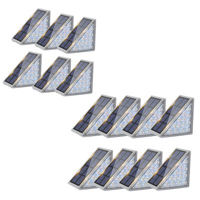 8 Pack Step Lights Solar Step Lights Waterproof LED Step Lights for Garden Backyard Stair,Staircase Warm