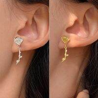 [COD] Three-dimensional rose flower earrings high-end light luxury silver Mori super fairy ins sweet face thin