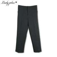 Lady Plus กางเกงขายาว 7 ส่วนเอวสม๊อคหลัง | Cropped Pants with Elastic กางเกงทำงาน สีดำ