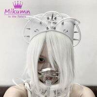 Cyberpunk Gothic Cross Rivet Transparent Tube Chic Design White Hats Nurse Cosplay Cap Halloween Party Accessory Women Girls