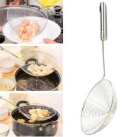 สแตนเลสสตีลยาวกรอง colander ครัวทอดสุทธิตะแกรงเกี๊ยวช้อนอาหาร sifter Kitchen French Fries Colander-Yueyue