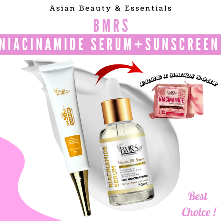 Original BMRS Niacinamide Serum + BMRS Niacinamide Sunscreen, SPF 50 ...