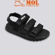 Giày sandal nam nữ unisex hiệu Rova 3 quai ngang RV975B màu đen