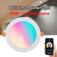 Lonsonho Tuya Smart WiFi Led Downlight 220V 5W 7W 10W RGB+W+C Downlights Wireless Remote Control Compatible Alexa Home