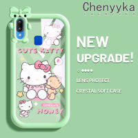 เคส Chenyyyka สำหรับ VIVO Y91 Y91i Y95เคสการ์ตูนน่ารักลายแมว Hello Kitten เคสเคสมือถือกันกระแทกแบบใสนิ่มสีซิลิโคนใหม่ปลอกป้องกันโปร่งใสลายกล้องถ่ายรูปที่สร้างสรรค์