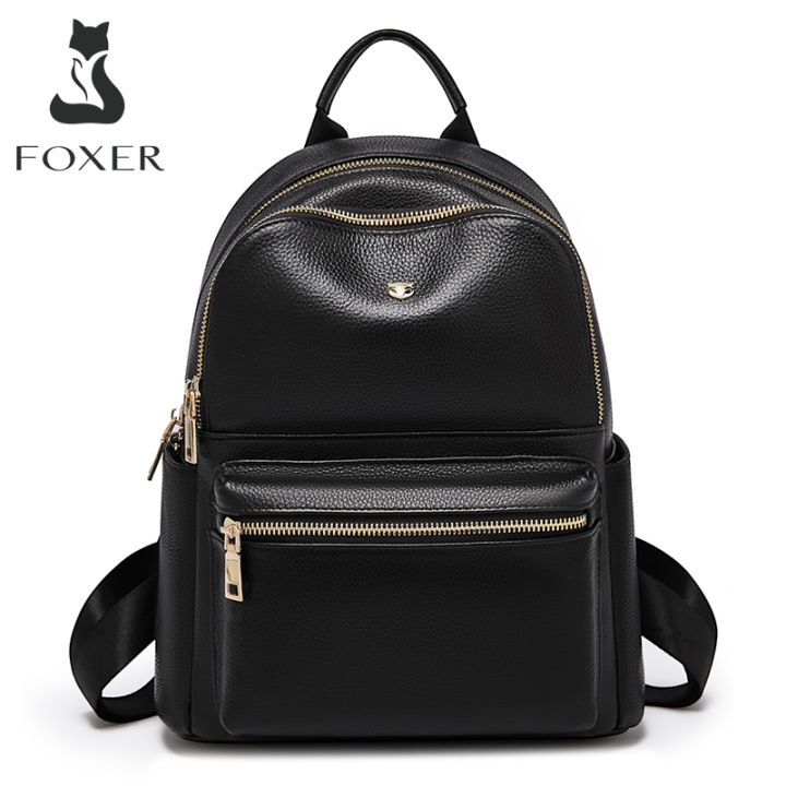 foxer-ใหม่หนังกระเป๋านักเรียนเรียบง่ายความบันเทิงขนาดใหญ่สุภาพสตรีกระเป๋าสะพายเดินทางคุณภาพสูงสุภาพสตรีสุภาพสตรีกระเป๋าสะพายไหล่