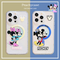 การ์ตูนมิกกี้มินนี่เม้าส์ MagSafe เคสโทรศัพท์ชาร์จไร้สายใช้ได้กับ iPhone 15 Plus 14 13 12 11 Pro Max 14pro เคสกันกระแทกฝาหลัง TPU