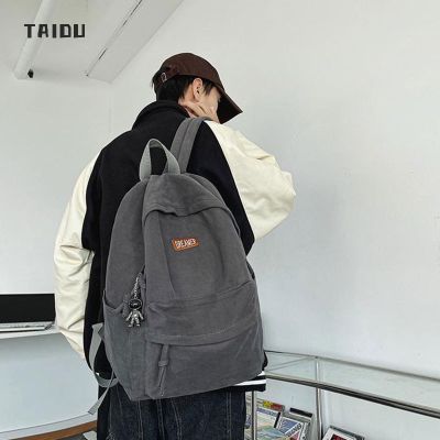 TAIDU กระเป๋าเป้ผู้ชาย เป้ ในสไตล์ญี่ปุ่น แฟชั่นเรียบง่าย ความจุขนาดใหญ่ กระเป๋าเดินทาง กระเป๋านักเรียน