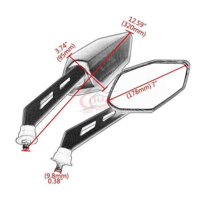 ด้านหลังรถจักรยานยนต์สากลกระจกด้านข้างกระจกมองหลังสำหรับติดตั้งบนพวงมาลัยสำหรับ-kawasaki-6n-6f-er-5-z800-z900-z1000-zrx400-z750