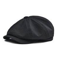 BOELA Newsboy Cap Mens Twill Cotton Eight Panel Hat Womens Baker Boy Caps Retro Big Large Hats Male Boina Black Beret 003