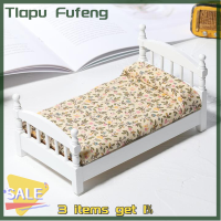 Tlapu เตียงของเล่นสีขาว1:12บ้านตุ๊กตาเฟอร์นิเจอร์บ้านตุ๊กตาห้องนอน