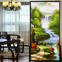 Decorative Windows Film Privacy Landscape Painting Stained Glass Window Stickers No Glue Static Cling Frosted Window Film