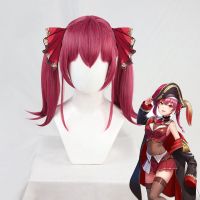 Vtuber Houshou Marine Wig Hololive Girls Youtuber Cosplay Long Straight Ponytails Synthetic Hair Role Play + Wig Cap