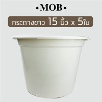 ( สุดคุ้ม+++ ) MOB กระถาง สีขาว สีครีม 15 นิ้ว x 5 ใบ กระถางขาว กระถางพลาสติก กระถางถูกสำหรับปลูกต้นไม้ทั่วไป ใช้เป็นกระถางต้นไม้ ราคาถูก กระถาง ต้นไม้ พลาสติก กระถาง ต้นไม้ แบบ ยาว กระถาง ต้นไม้ ใน บ้าน กระถาง ปลูก แค ค ตั ส