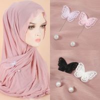 Brooches for Women Butterfly Safty Pin Hijab Shawls Scarves Accessories Long Corsage Needle Brooch Fashion Jewelry Headbands