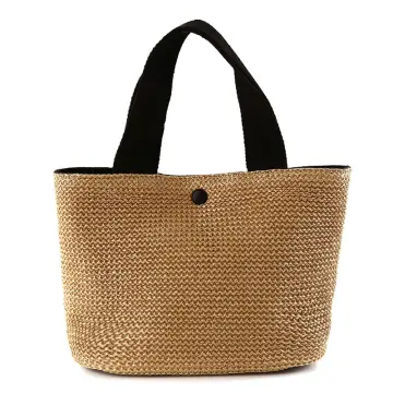 LMKIDS Woven Bag for Women, Vegan Leather Tote Bag Large Summer Beach Travel Handbag and Purse Retro Handmade Shoulder Bag