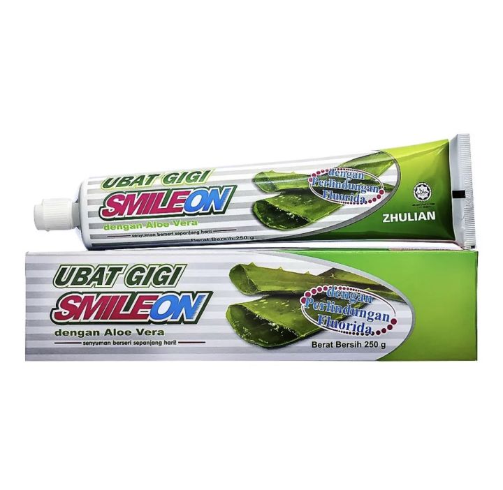 ยาสีฟัน ซูเลียน ยาสีฟันสมุนไพร สูตรฟลูออไรด์ และว่านหางจระเข้ สไมล์ออน SmileOn Toothpaste 250g (หลอดสีเขียว)