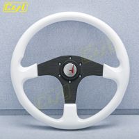 JDM 14inch White Color ABS Steering Wheel Universal Racing Sports Gaming Steering Wheels Black Spoke Furniture Protectors  Replacement Parts