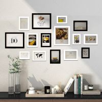 14Pcs Wood Picture Frames For Wall Hanging Classic Photo Frame Wall With Picture Wooden Frame For Living Room Photo Decor Bar Wine Tools