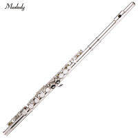 Western Concert Flute ชุบนิกเกิล16หลุม C Key Cupronickel เครื่องดนตรีแบบเป่าพร้อมผ้าทำความสะอาดถุงมือ Stick Mini Screwdriver เบาะกระเป๋า