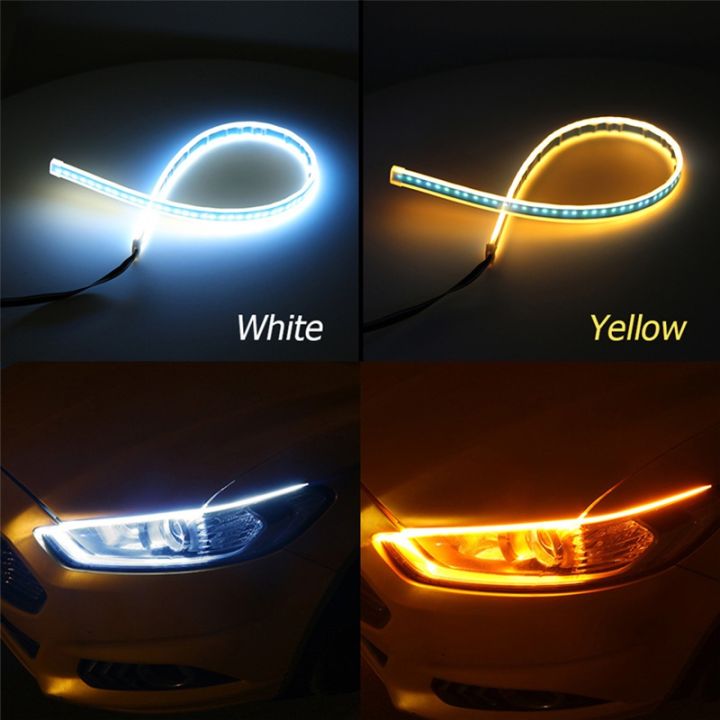 ไฟledติดรถยนต์-2เส้นไฟวิ่งสเต็ป-ความยาวแสง-35ซม-45ซม-60-ซม-สีของแสง-white-to-yellow-ไฟเดย์ไลท์-led-ไฟเดไลท์รถยนต์-ไฟเดย์ไลท์2สเตป-daylight-led-รถยนต์-ไฟ-daylight-led-รถยนต์-ไฟ-daylight-กลางวันไฟตัดหมอ
