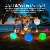 Glow In Dark Pool Light 15.7นิ้ว LED Beach Ball 16สีเปลี่ยน Light Up Pool Ball รีโมทคอนโทรล Inflatable Beach Kickball สำหรับเด็กผู้ใหญ่ Inflatable Beach Kickball