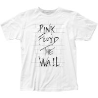 เสื้อยืดลายกำแพง Pink Floyd Mens Licensed Rock N Roll Band R Tee สีขาวใหม่