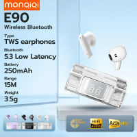 MonQiQi หูฟังบลูทูธ E90 Pro หูฟังตัดเสียงรบกวนแบบไร้สายที่แท้จริง บลูทูธ 5.3 สัมผัสอัจฉริยะ ไม่เจ็บหู ลดเสีย