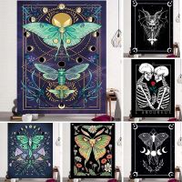 {Decwork}Galaxy Moth Art Tapestry Moon Aesthetic Wall Decor Constellations Dark Butterfly Gothic Magical Witch Demon พิมพ์แขวนผนัง