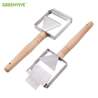 Double-ended fork stainless steel Honey comb Uncapping Fork Honey Scraper Wooden Handle Beekeeping Tool