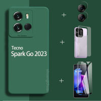 Tecno Spark Go 2023เคสโทรศัพท์และกระจกเทมเปอร์ Spark Go ปกป้องหน้าจอ Angel Eyes สีฝ้าเคสโทรศัพท์มือถือเคสโทรศัพท์ + ฟิล์มด้านหลังคาร์บอนไฟเบอร์ + 4in1ฟิล์มเลนส์